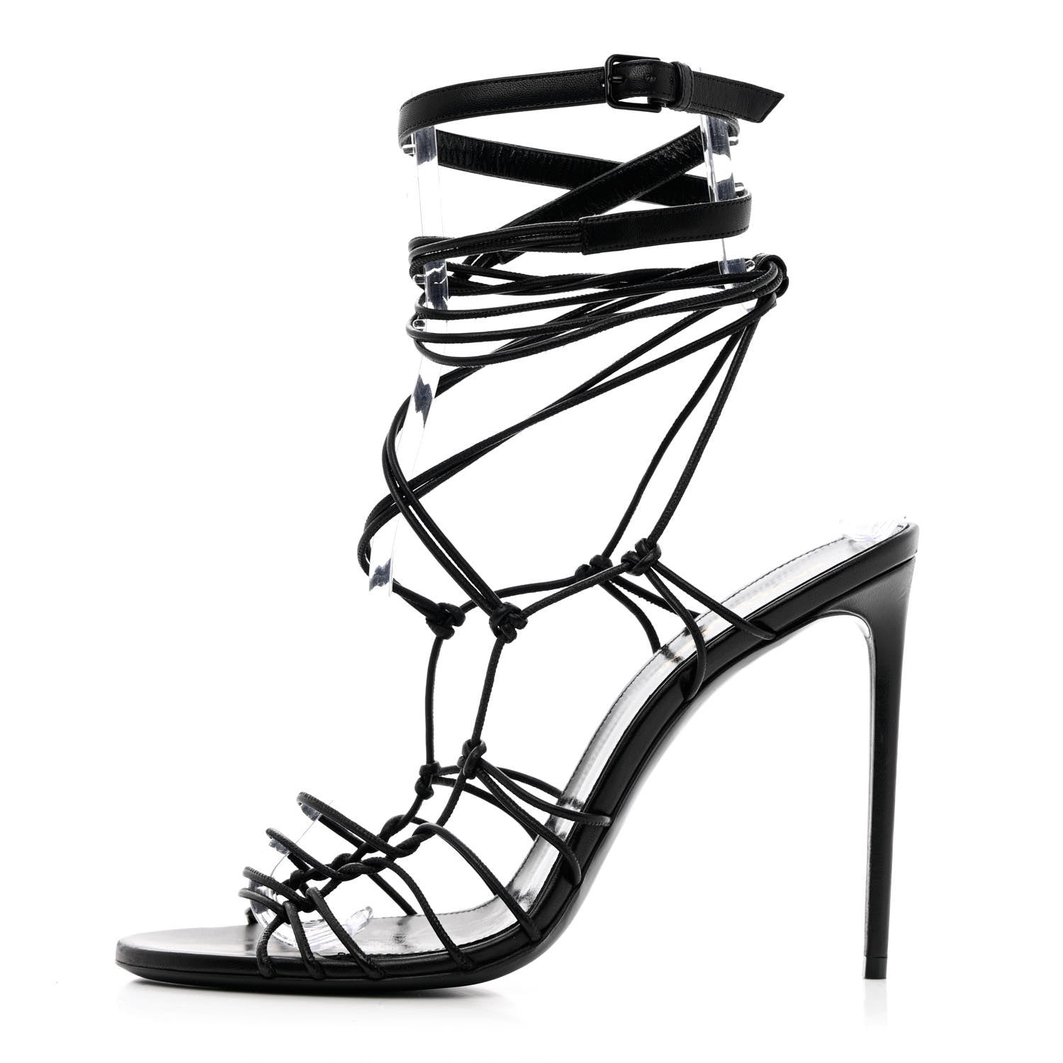 Saint Laurent Robin Zig Zag Heels Sandals 40 Black 1 of 15
