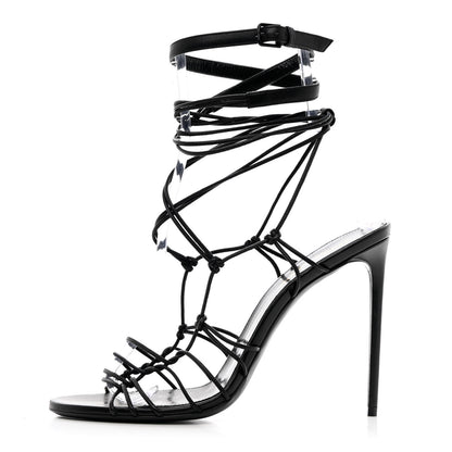 Saint Laurent Robin Zig Zag Heels Sandals 40 Black 1 of 15