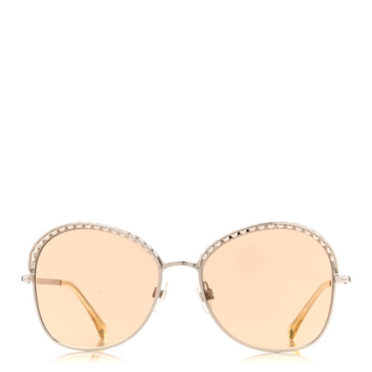 Chanel Metal Pearl Sunglasses 4246-H Silver Beige 2 of 8