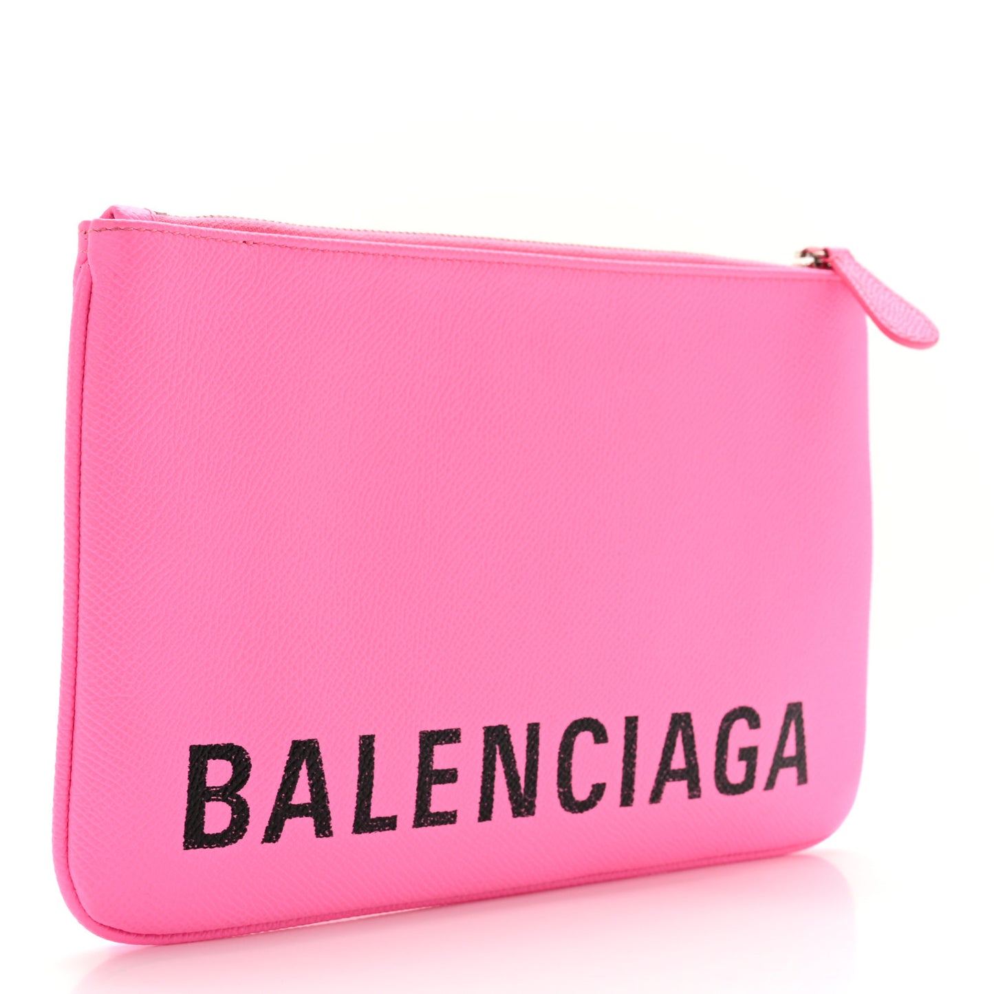 Calfskin Logo Zip Pouch Acid Pink Light Black