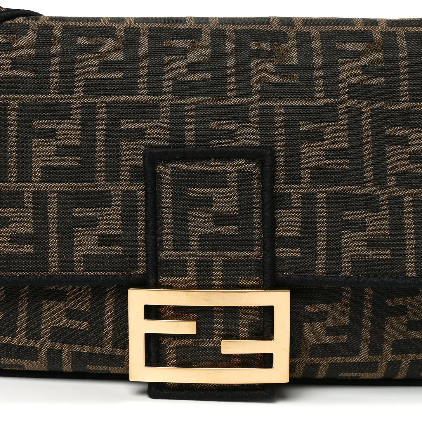 Fabric Jacquard FF 1974 Large Baguette Tobacco Moro Black