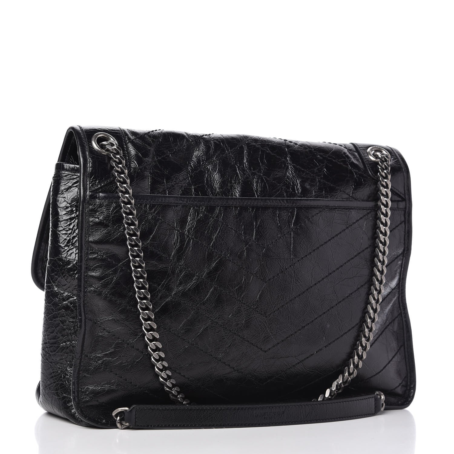 Saint Laurent Crinkled Calfskin Matelasse Monogram Large Niki Chain Satchel Black 3 of 10
