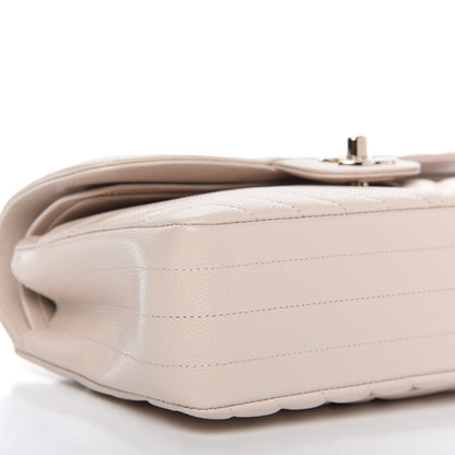 Chanel Caviar Chevron Quilted Small Double Flap Beige 6 of 10