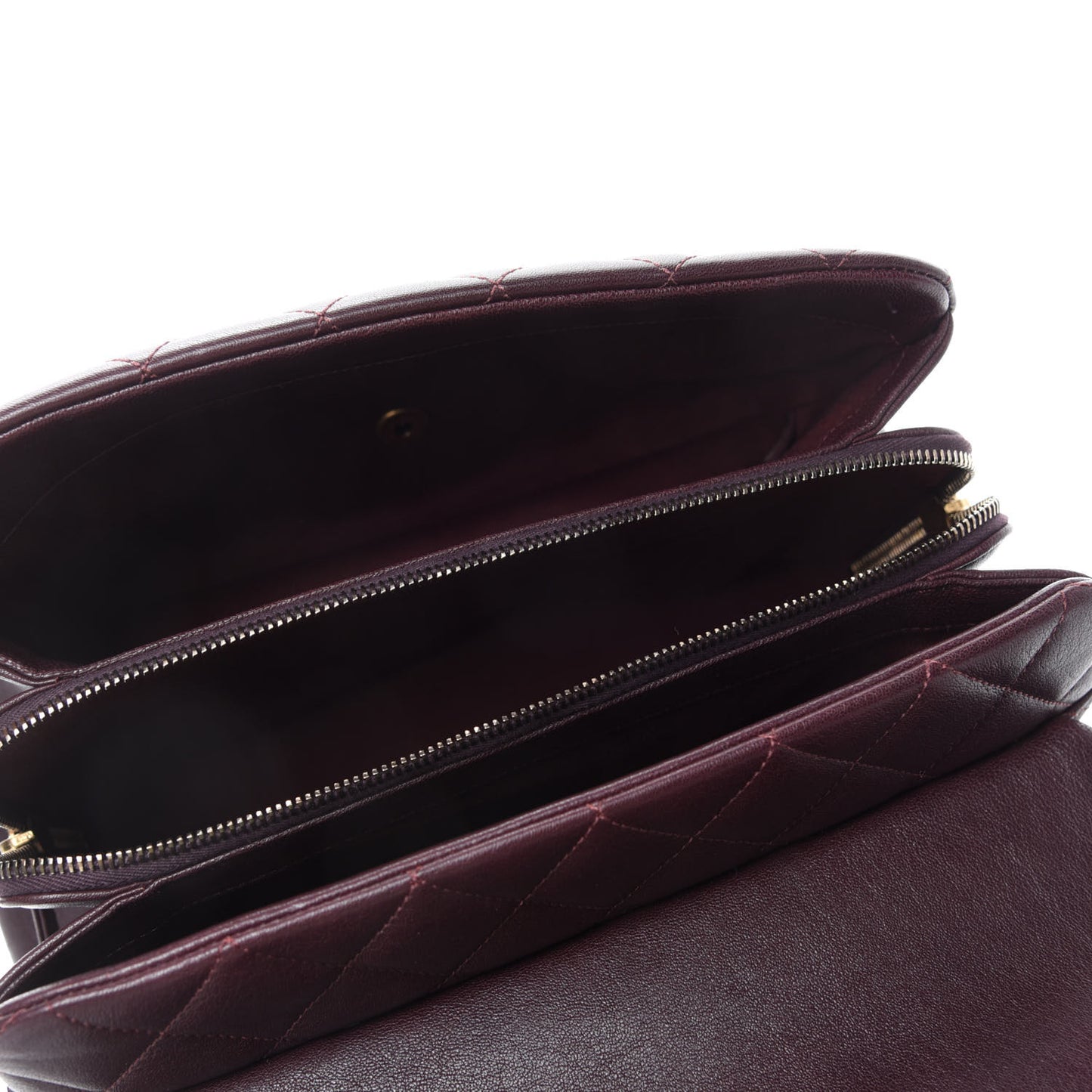 Shiny Sheepskin Quilted Large Trapezio Flap Dark Burgundy