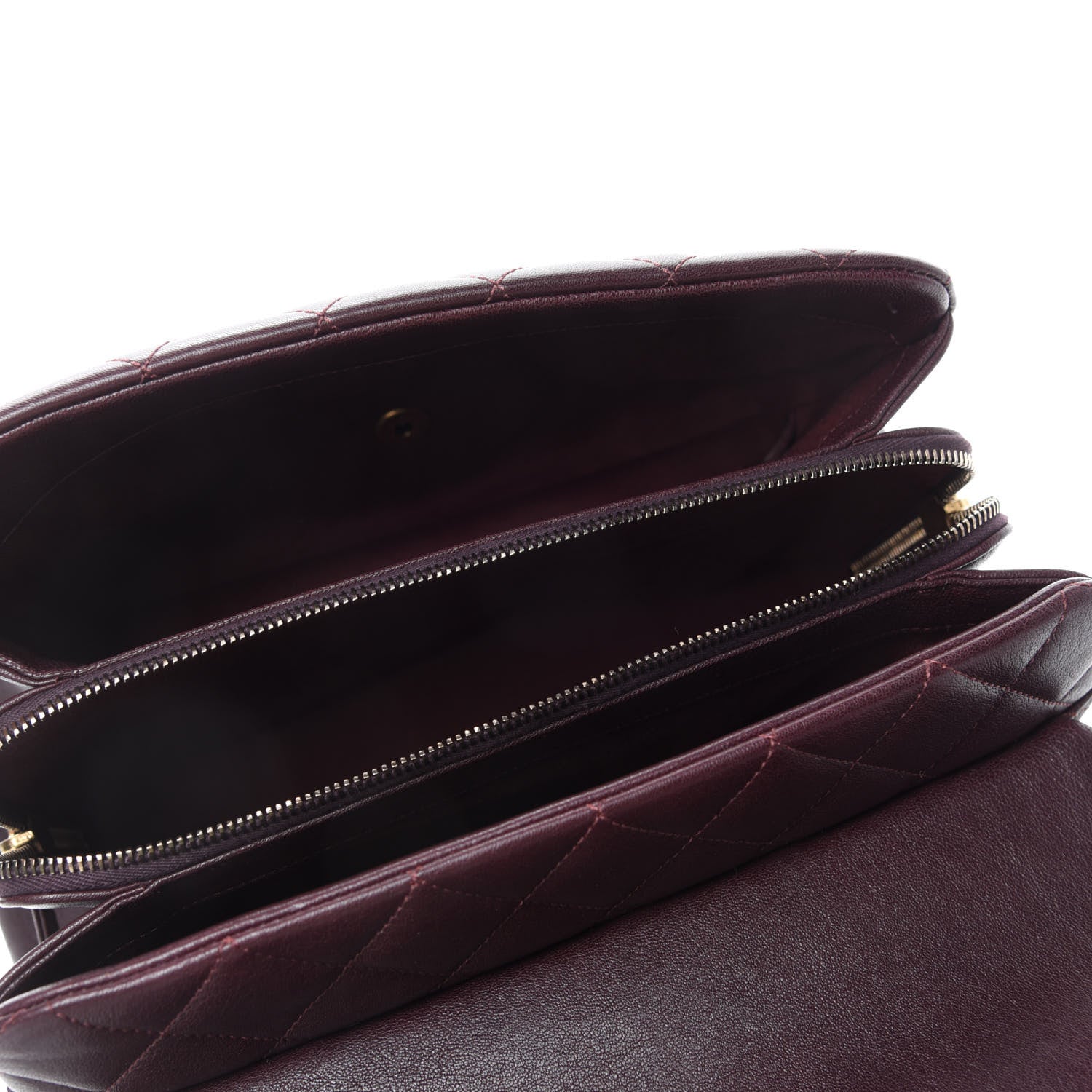 Chanel Shiny Sheepskin Quilted Large Trapezio Flap Dark Burgundy 5 of 10