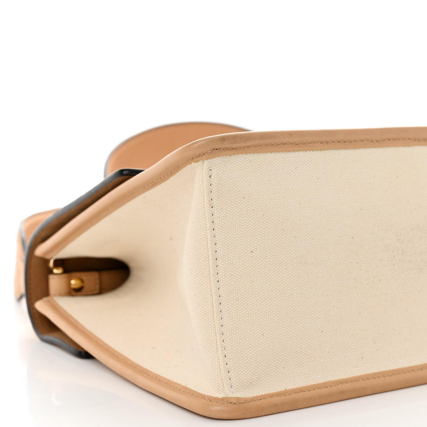 Fendi Vitello Cristallo Nature Canvas FF 1974 Embossed Kan U Shoulder Bag Makeup Grezzo 10 of 13