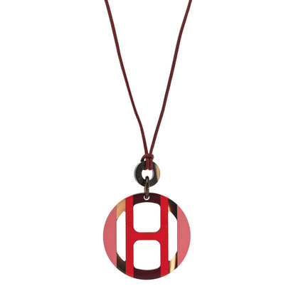 Hermes Buffalo Horn Lacquer H Equipe Pendant Necklace 1 of 6