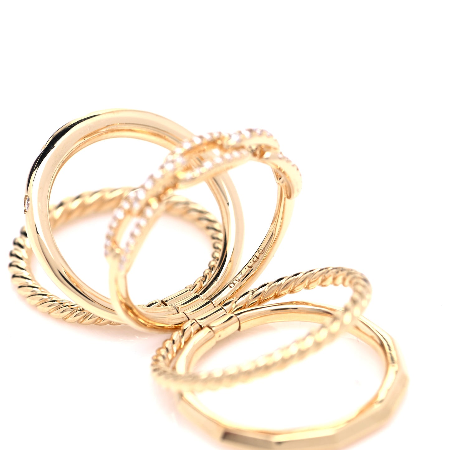 18K Yellow Gold Diamond 15mm Stax Five-Row Ring 54 7