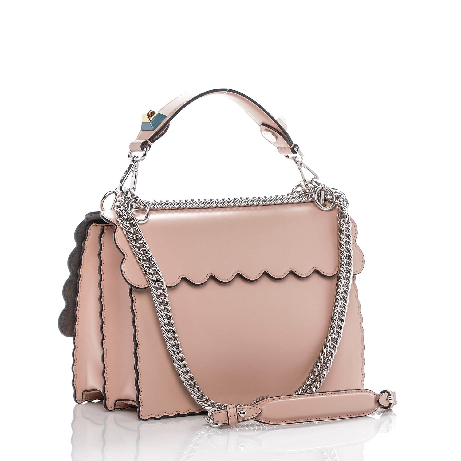 Fendi Vitello Liberty Scalloped Studded Kan I Shoulder Bag Plaster 3 of 7