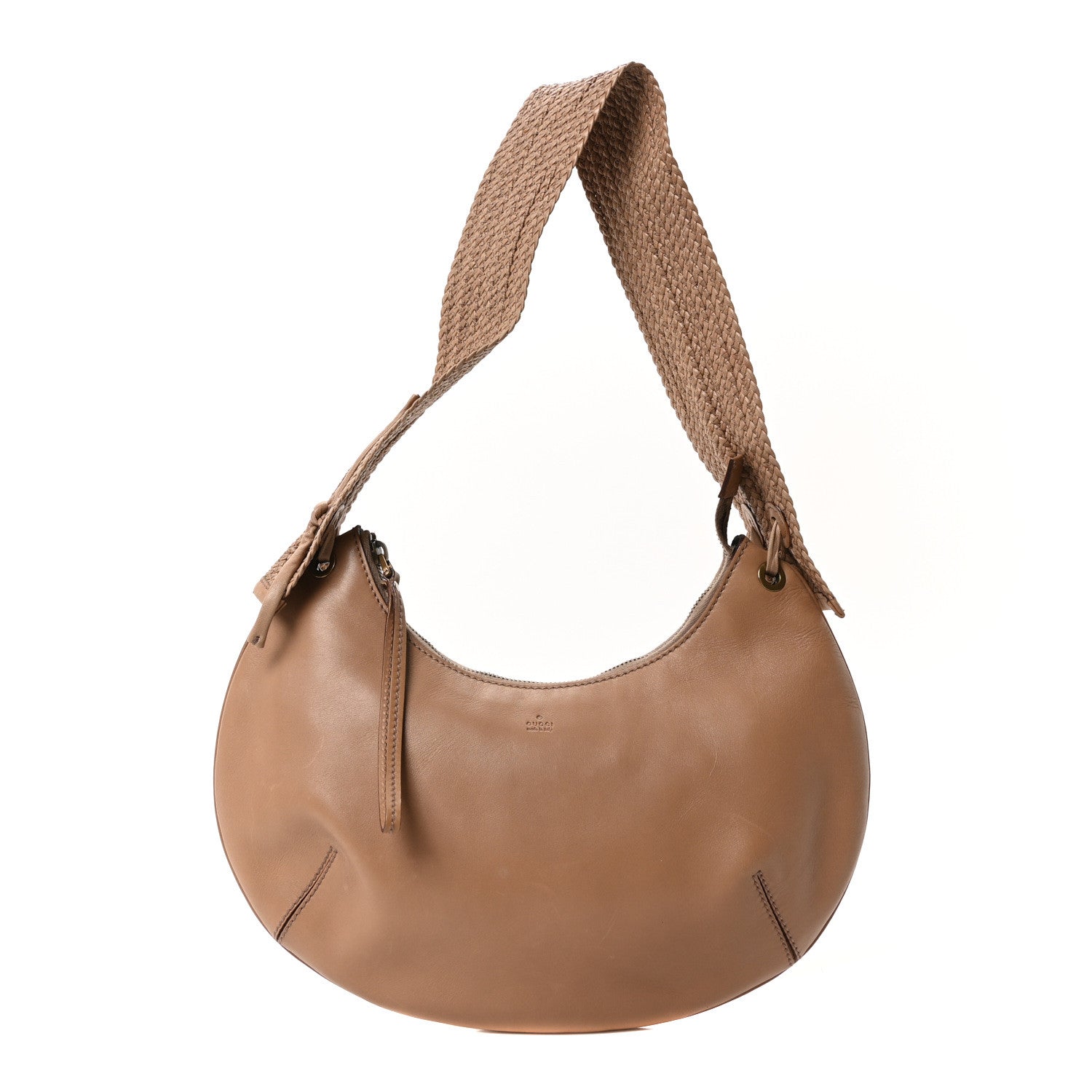 Gucci Calfskin Raffia Shoulder Bag Beige 1 of 10