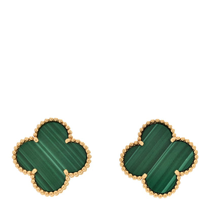Van Cleef & Arpels 18K Yellow Gold Malachite Magic Alhambra Earrings 1 of 6