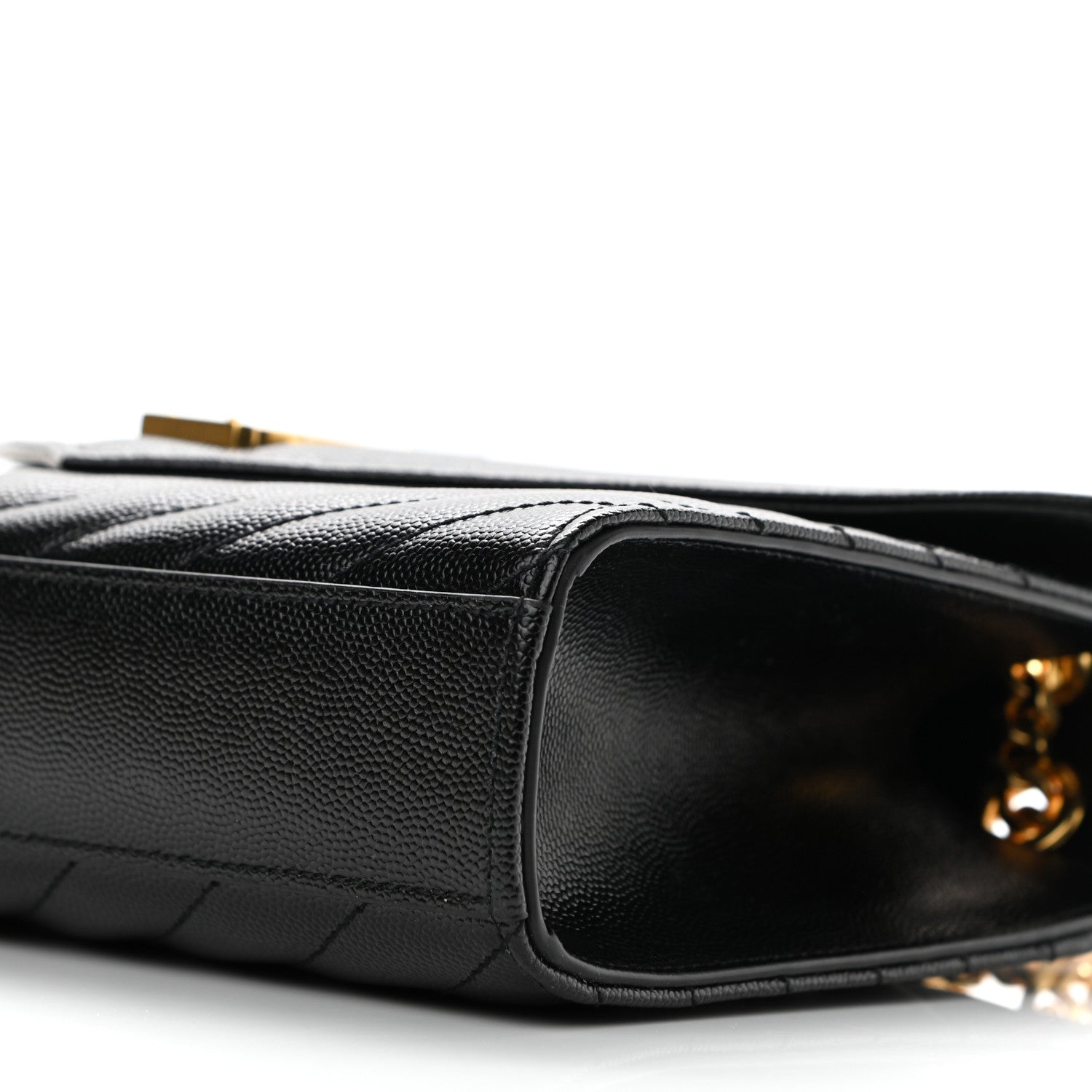 Saint Laurent Grain De Poudre Matelasse Chevron Medium Monogram Satchel Black 10 of 11