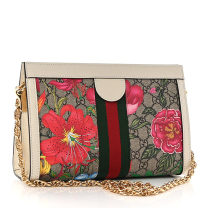Gucci GG Supreme Monogram Flora Web Small Ophidia Chain Shoulder Bag White 3 of 11