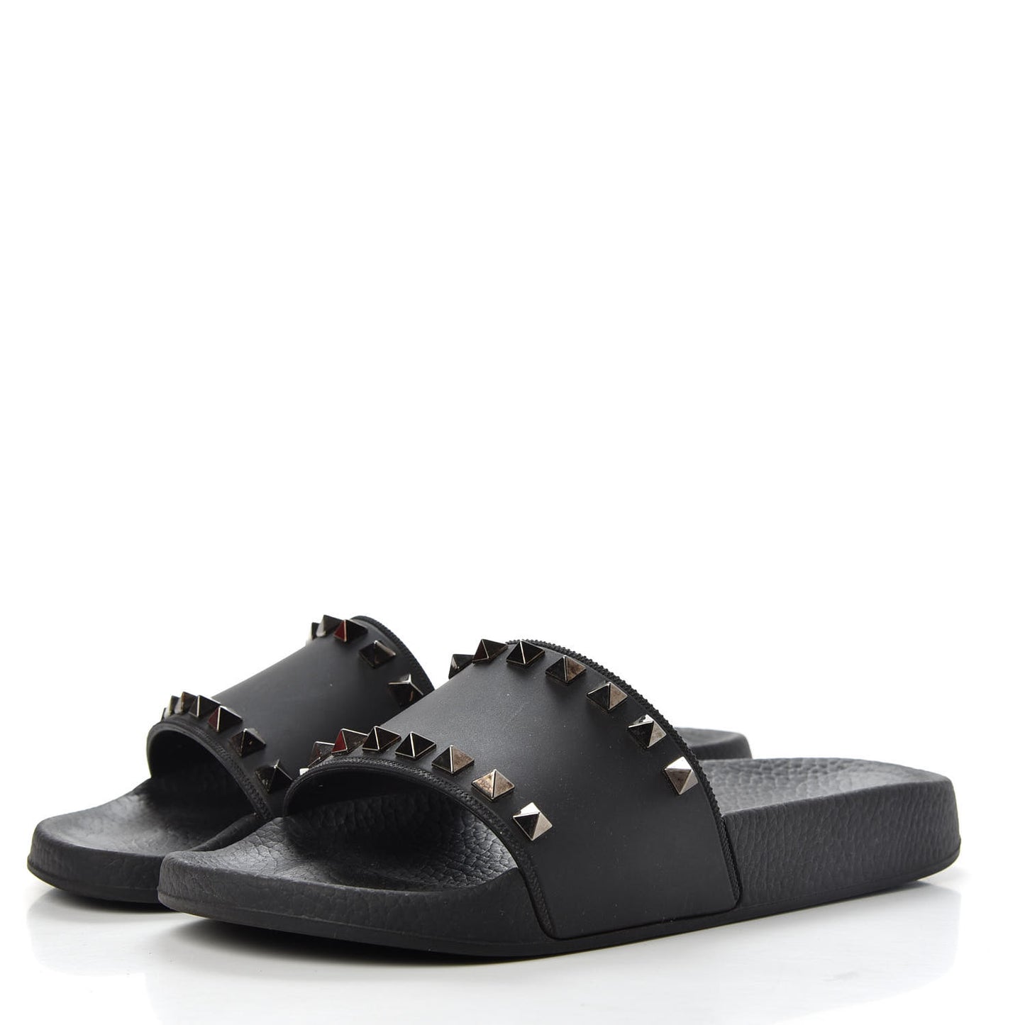 Rubber Rockstud Slide Sandals 36 Black