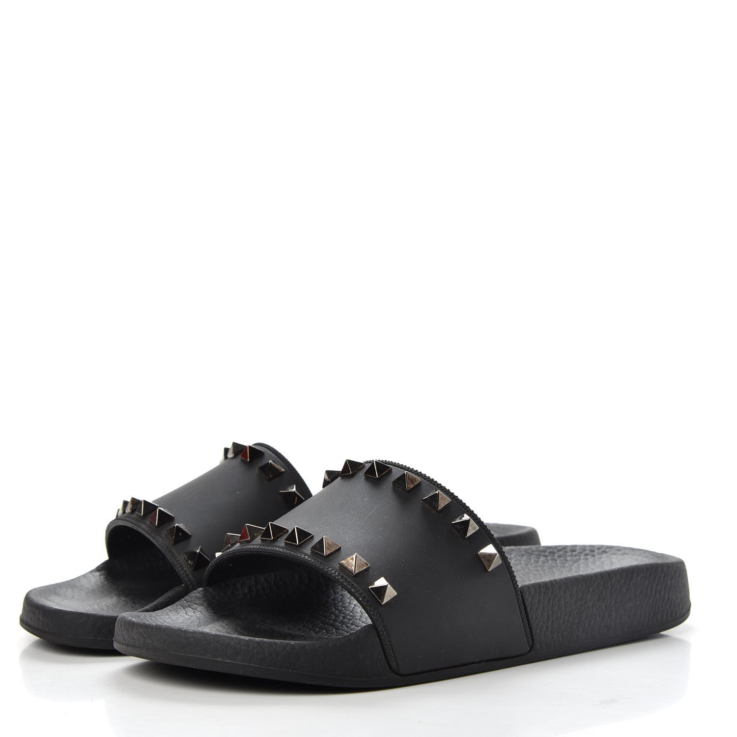 Valentino Garavani Rubber Rockstud Slide Sandals 36 Black 3 of 10