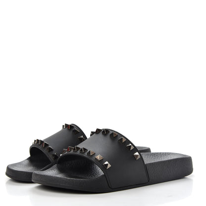 Valentino Garavani Rubber Rockstud Slide Sandals 36 Black 3 of 10