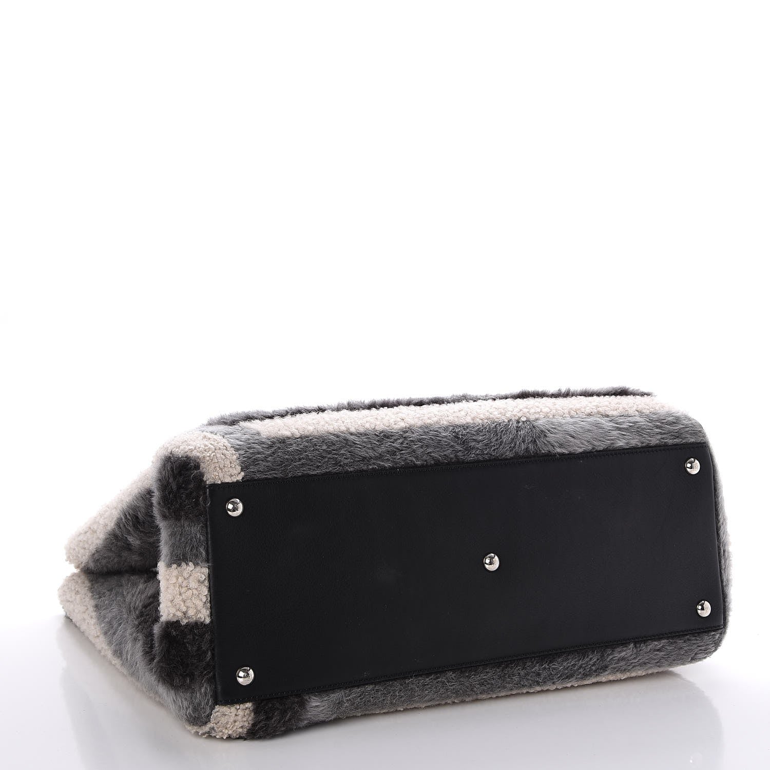 Fendi Shearling Large 2Jours Tote Light Blue Grey 4 of 7