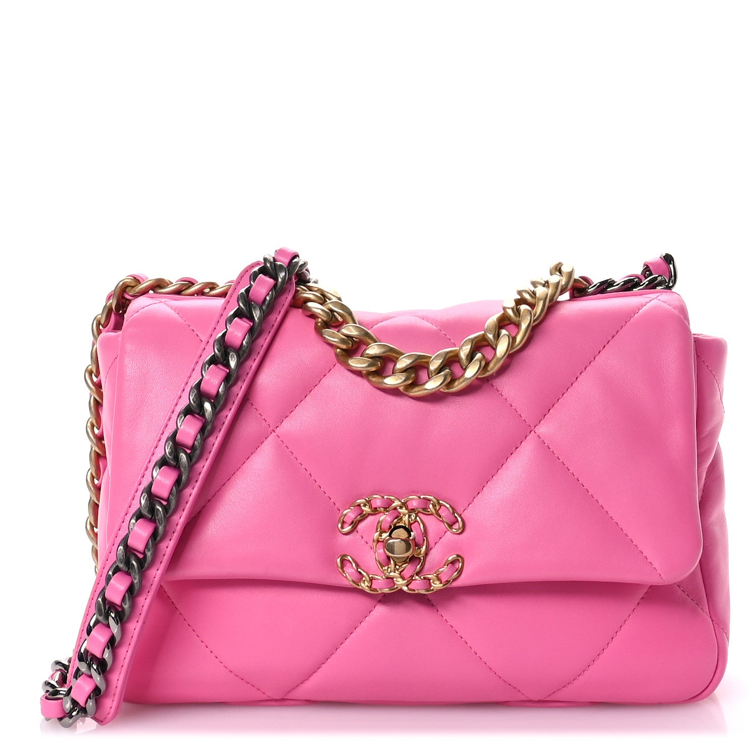 Chanel Lambskin Quilted Medium Chanel 19 Flap Neon Pink 1 of 11