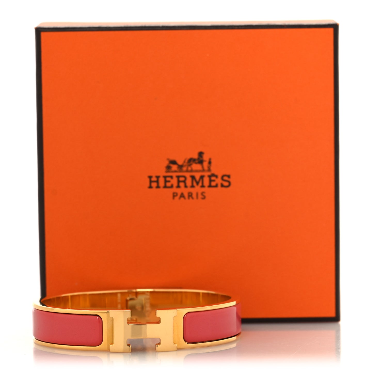 Enamel Narrow Clic Clac H Bracelet GM Rouge Corail