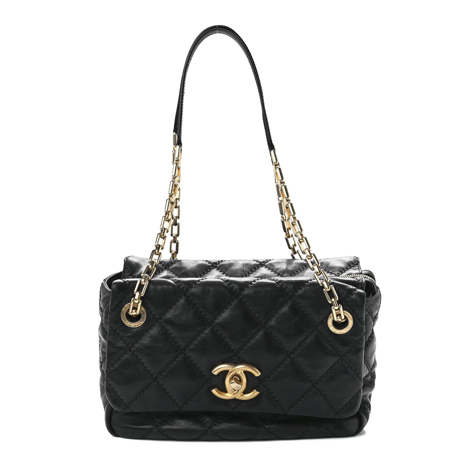 Chanel Calfskin Quilted Retro Chain Tote Black 1 of 12