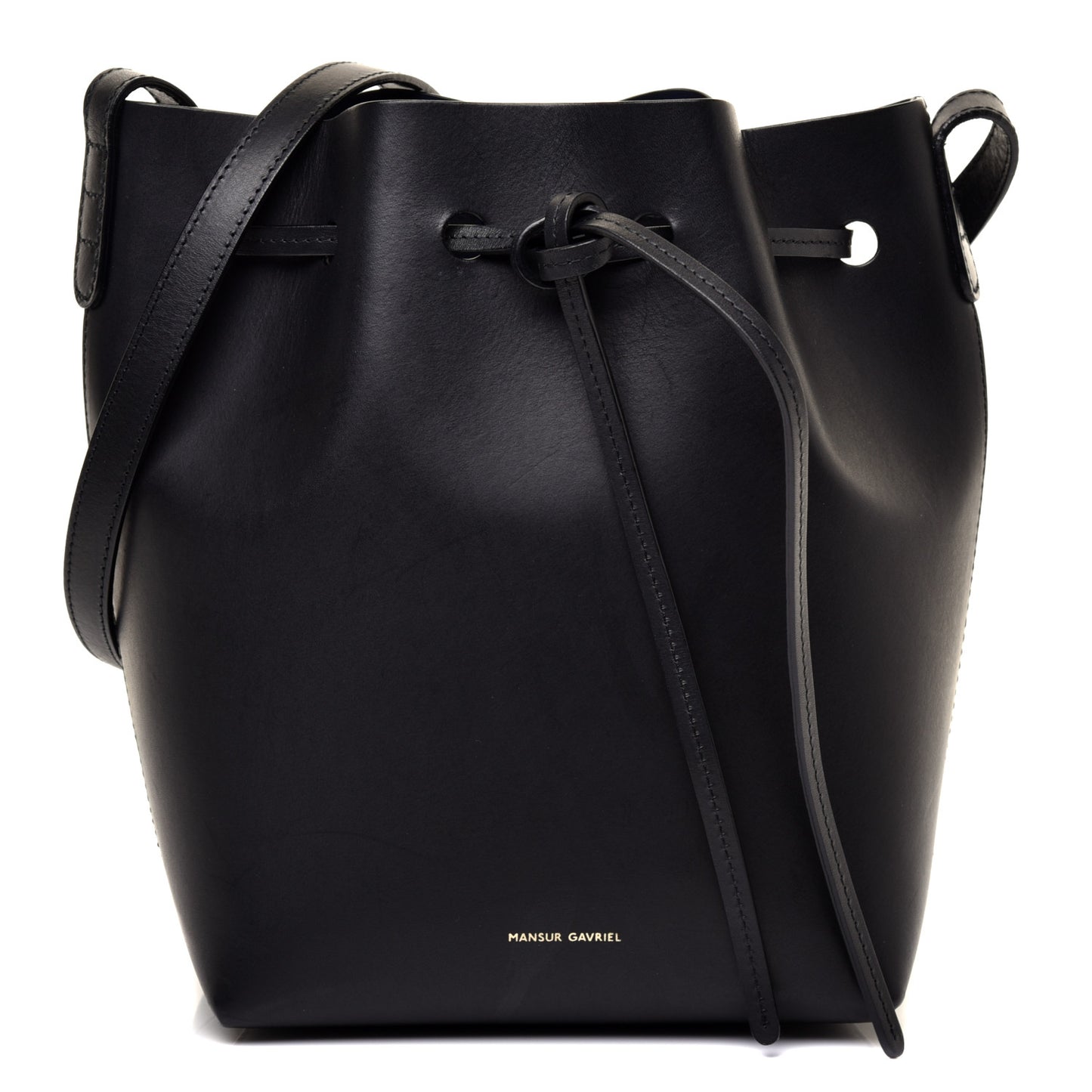 Calfskin Mini Bucket Bag Black Blu