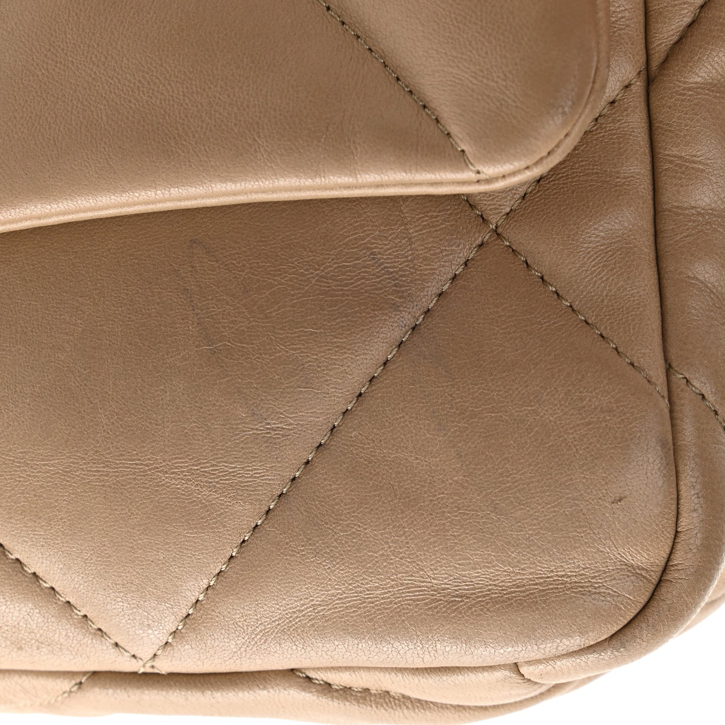 Lambskin Quilted Medium Chanel 19 Flap Dark Beige