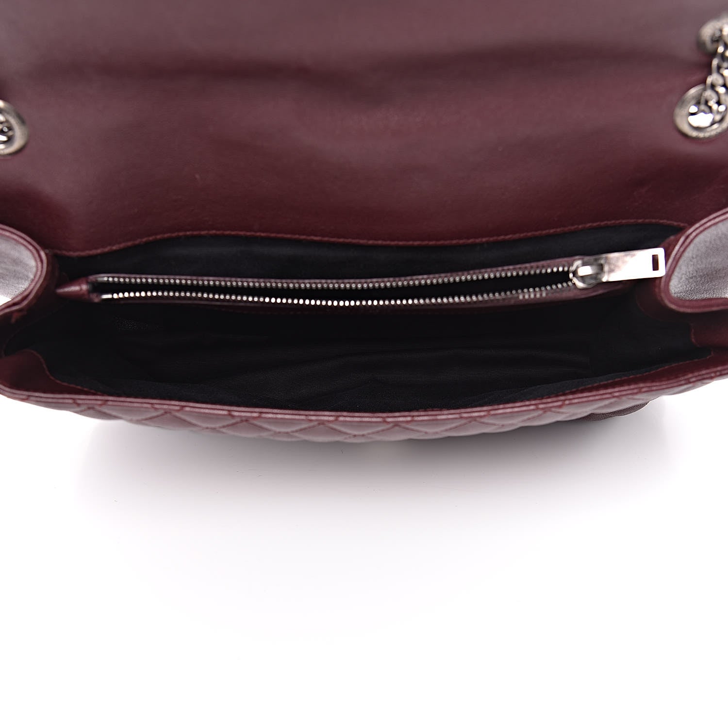 Saint Laurent Calfskin Mixed Matelasse Triquilt Large Monogram Envelope Satchel Bordeaux 5 of 34