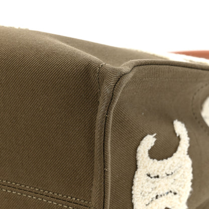 Celine Canvas Calfskin Embroidered Triomphe Large Cabas Thais Khaki Tan 13 of 13