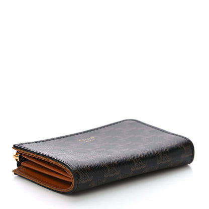 Celine Triomphe Canvas Zipped Coin Purse Black 4 of 10