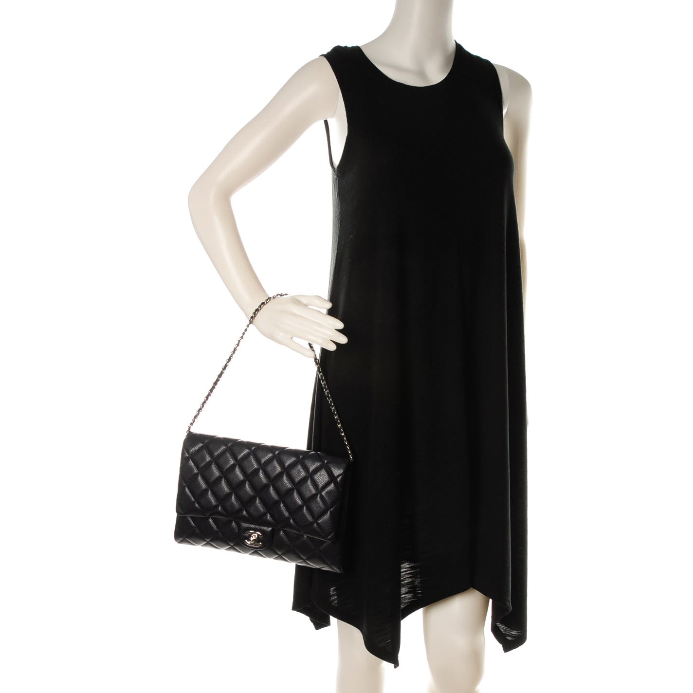 Chanel Caviar Quilted Clutch With Chain Flap Navy Blue 2 of 7