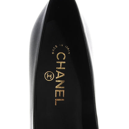 Chanel Calfskin Patent Cap Toe Platform Chain Pumps 37 Black 6 of 7