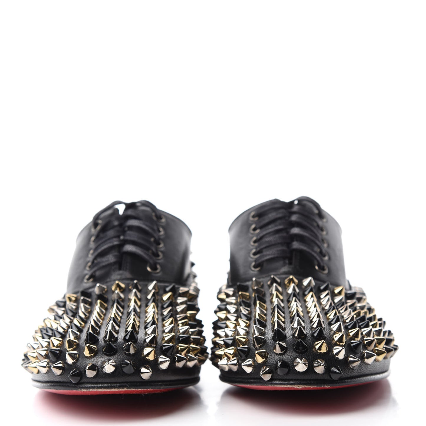 Calfskin Studded Womens Oxfords 38 Blackn Gold