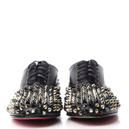 Christian Louboutin Calfskin Studded Womens Oxfords 38 Blackn Gold 2 of 11