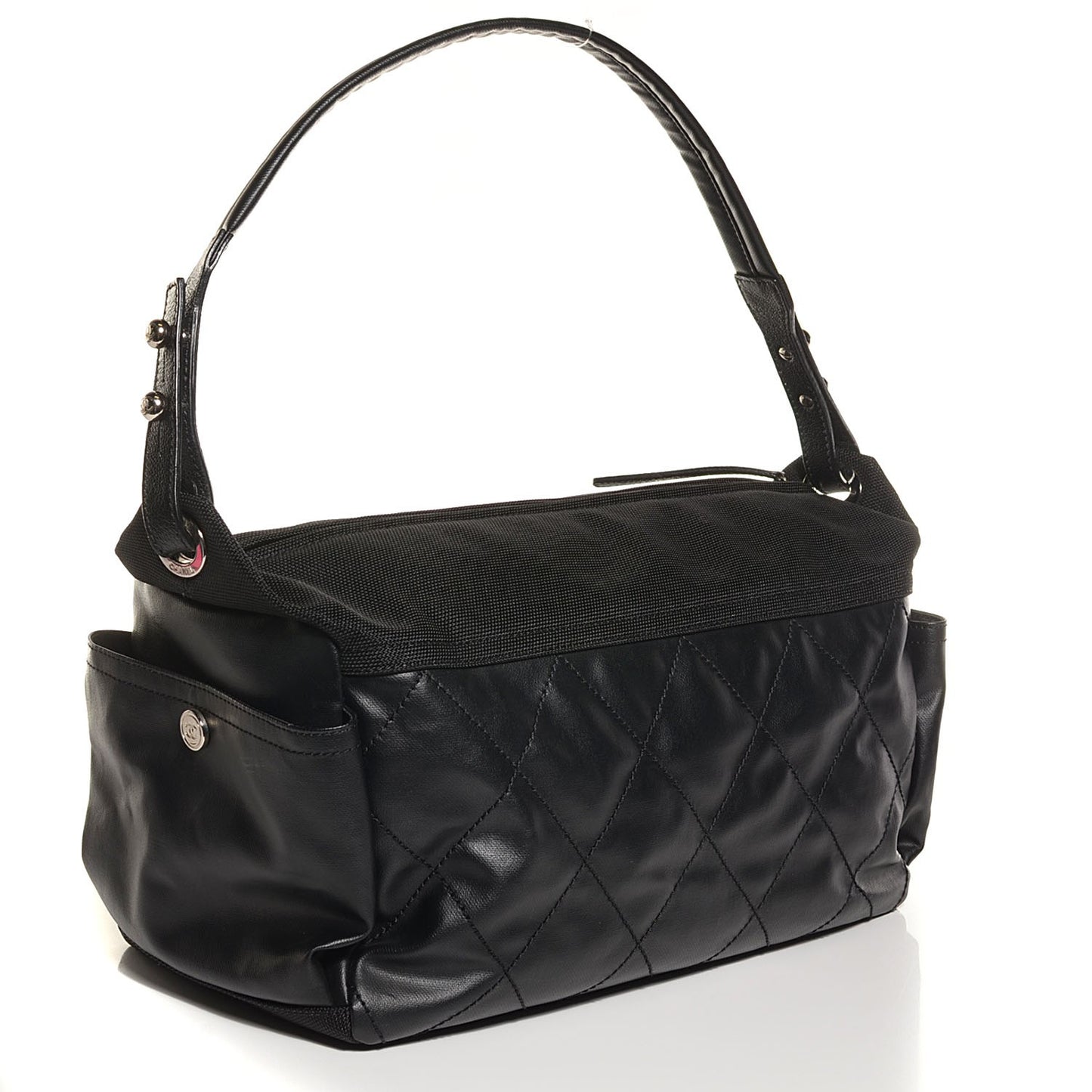 Coated Canvas Paris Biarritz Hobo Black