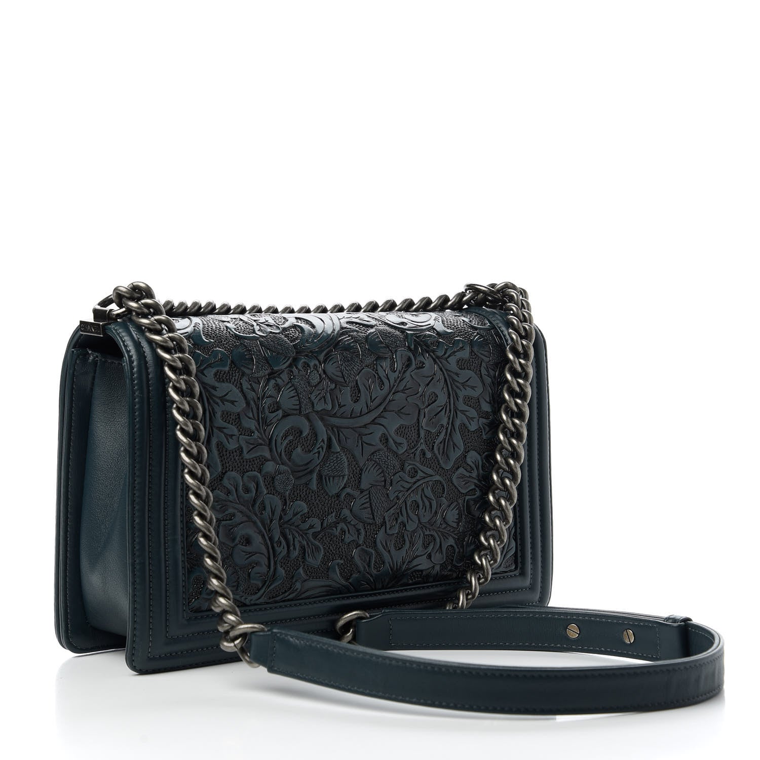 Chanel Calfskin Embossed New Medium Cordoba Boy Flap Green 3 of 11