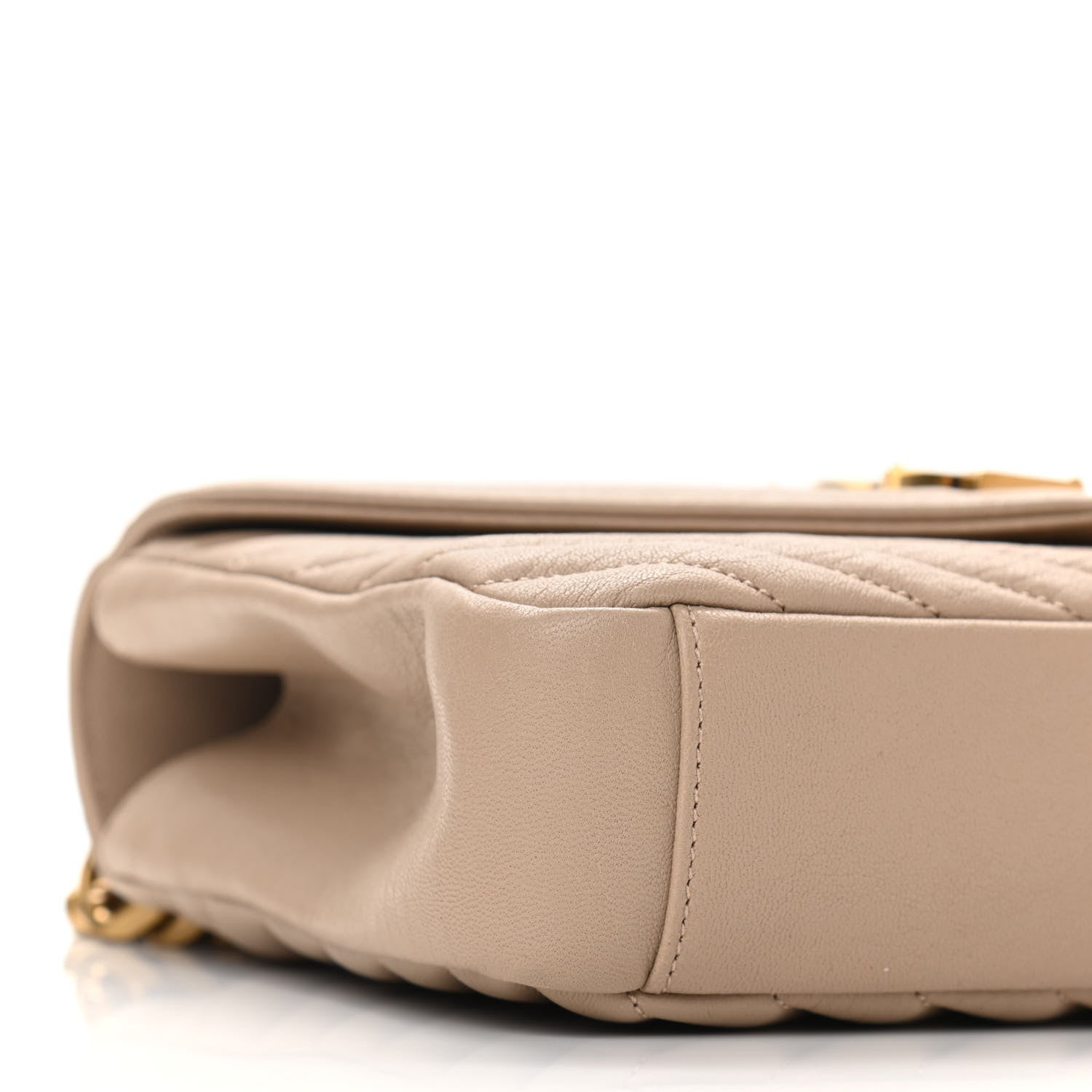 Saint Laurent Sheepskin Matelasse Chevron Monogram Medium College Bag Dark Beige 8 of 9