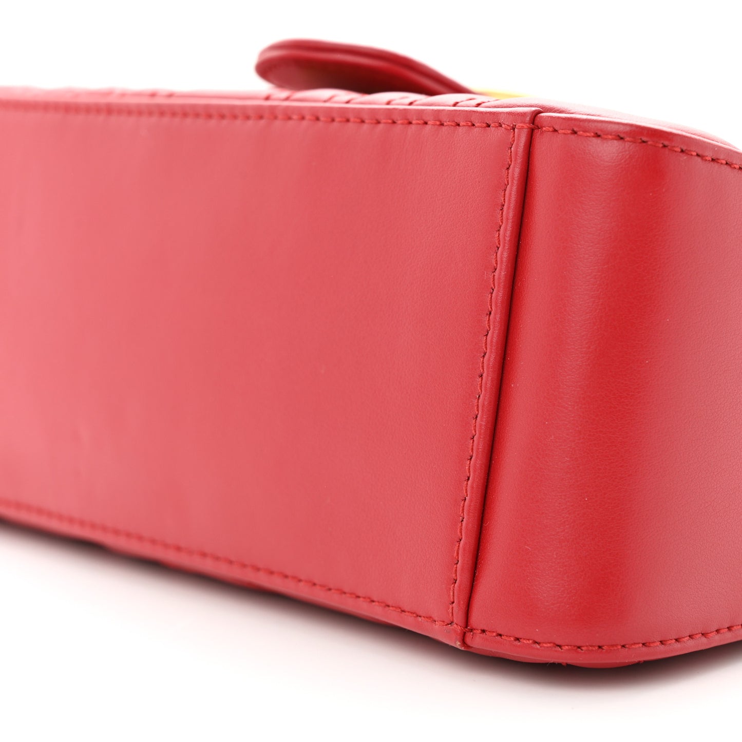 Calfskin Matelasse Mini GG Marmont Top Handle Shoulder Bag Hibiscus Red