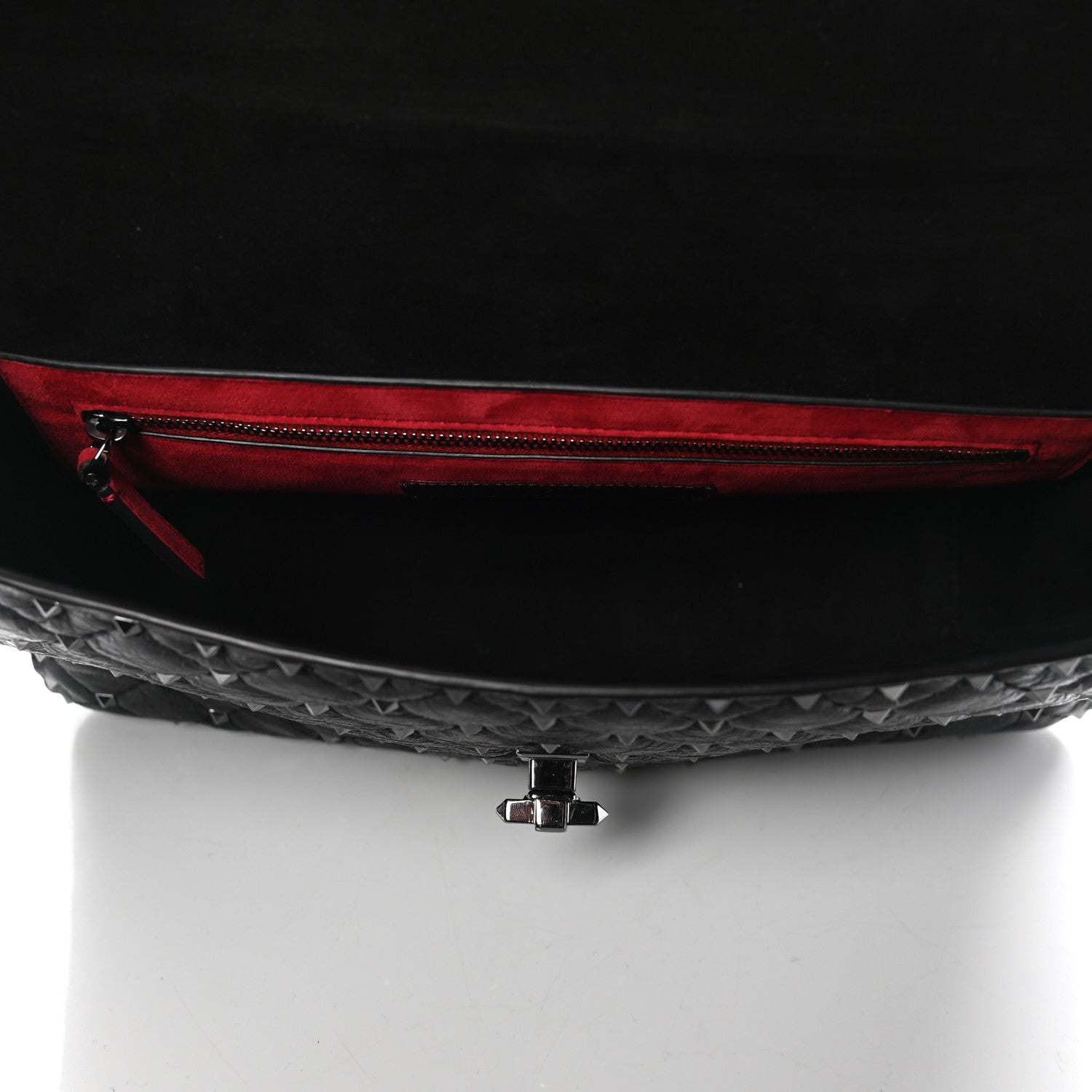 Valentino Garavani Craquele Nappa Large Rockstud Spike Shoulder Bag Black 4 of 4