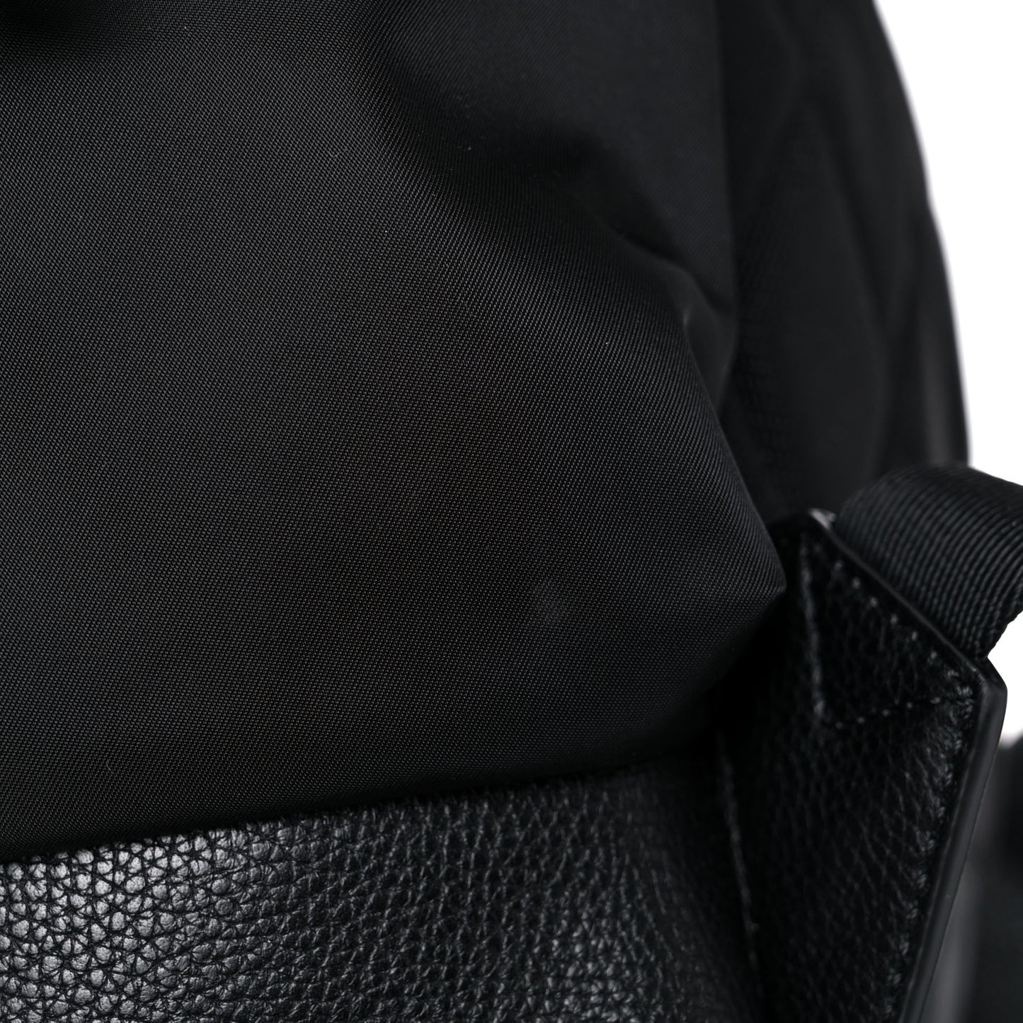 Nylon Grained Calfskin Watson Diaper Bag Black