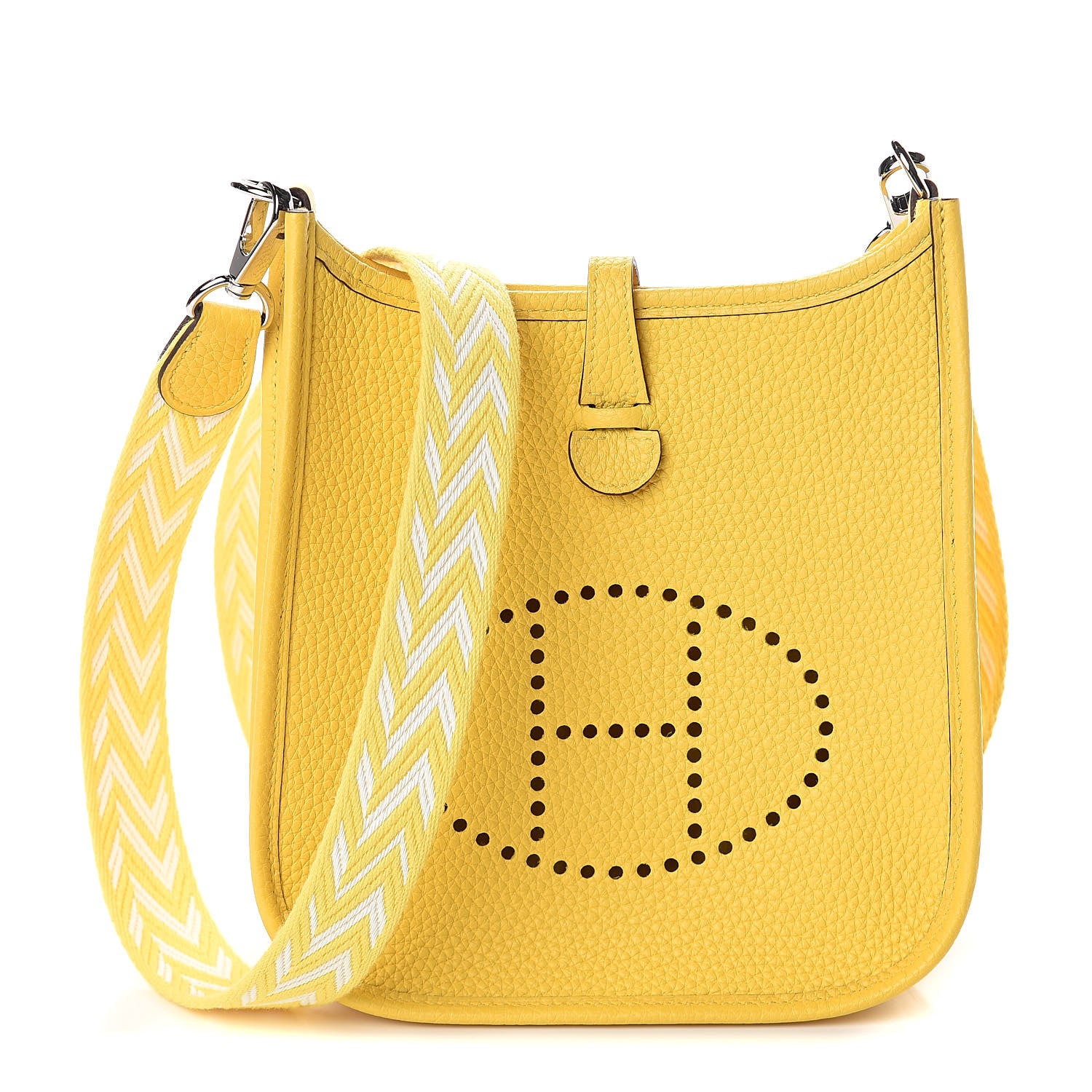 Hermes Taurillon Clemence Amazone Evelyne TPM Jaune De Naples White 1 of 10