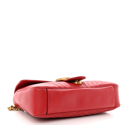 Gucci Calfskin Matelasse Medium GG Marmont Shoulder Bag Hibiscus Red 4 of 9