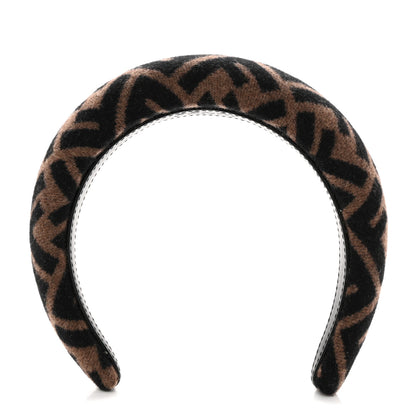 Fendi Wool Cashmere FF Logo Headband Tobacco 1 of 4
