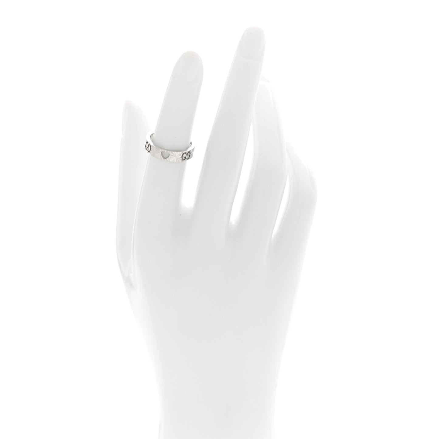 18K White Gold Icon Heart Band Ring 49 4.75