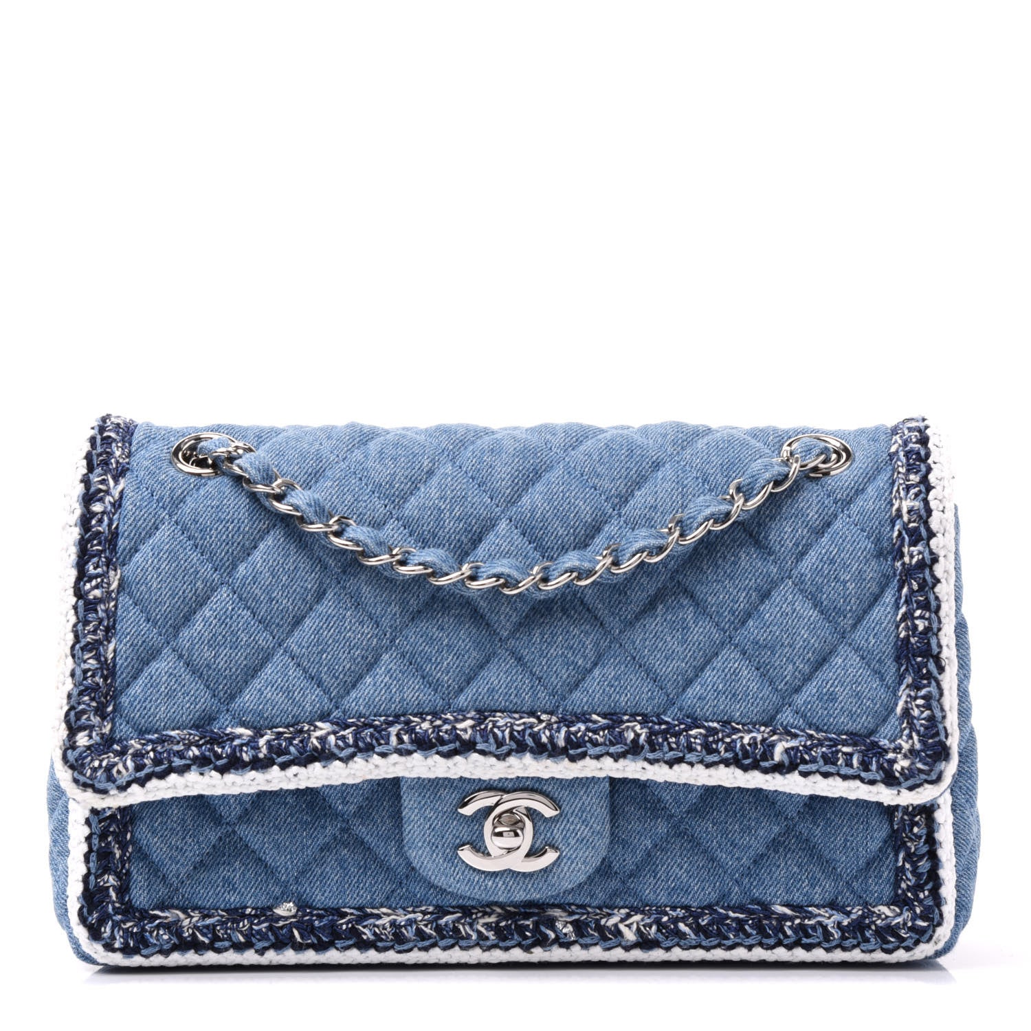 Chanel Denim Braided Medium Flap Bag Light Blue 1 of 8