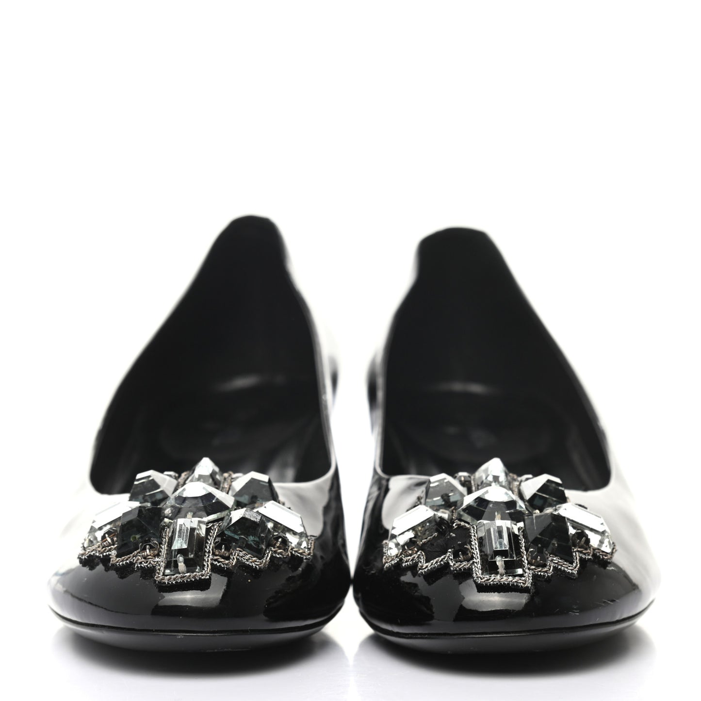 Patent Calfskin Crystal Pumps 39.5 Green Black