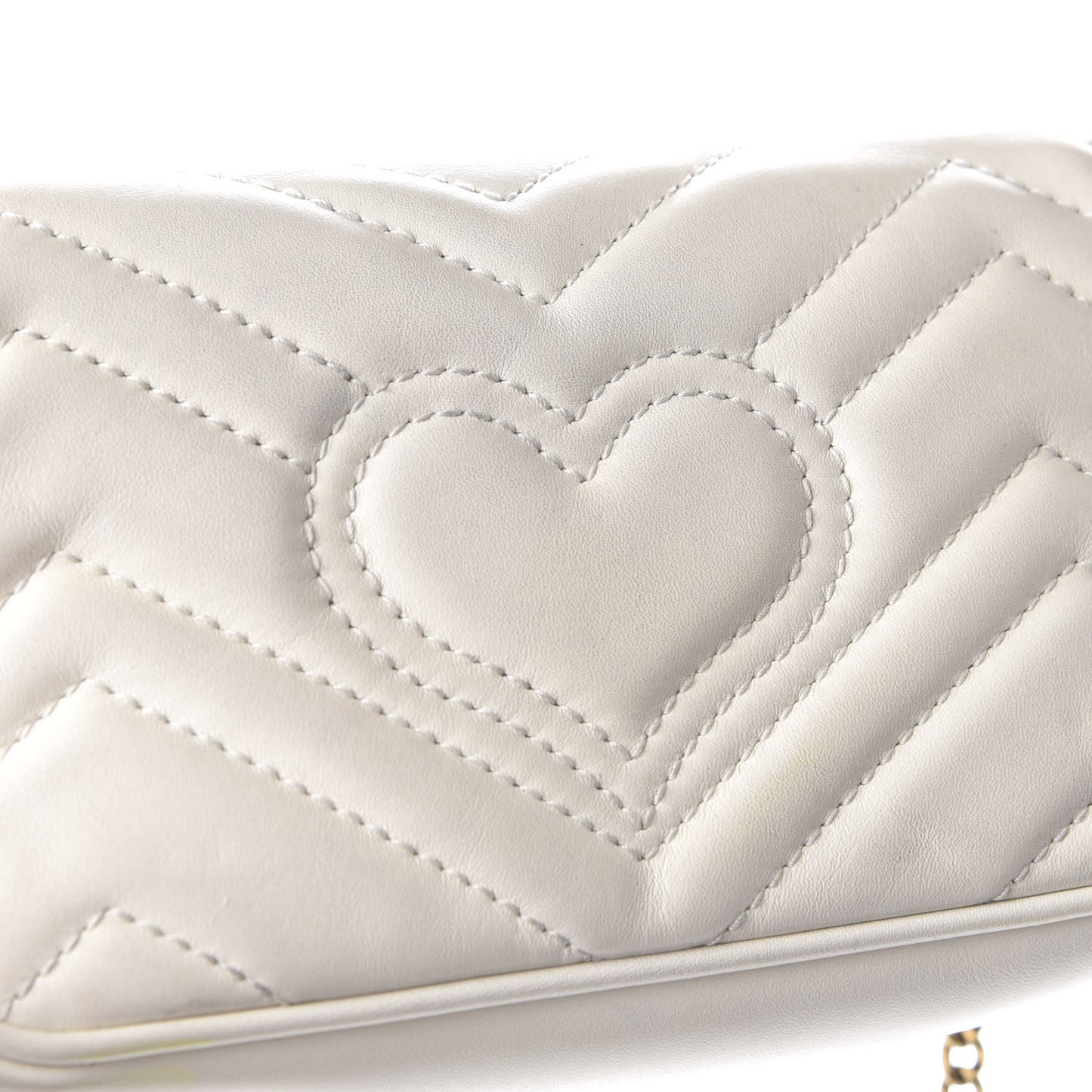 Calfskin Matelasse Super Mini GG Marmont Shoulder Bag White