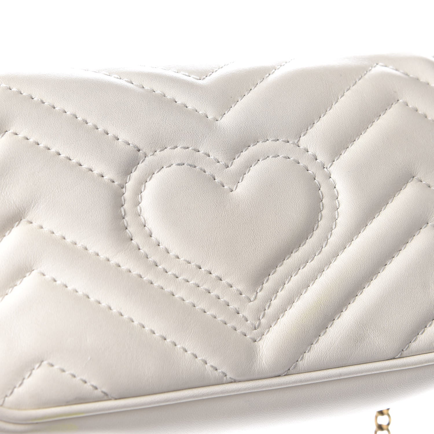 Gucci Calfskin Matelasse Super Mini GG Marmont Shoulder Bag White 9 of 9