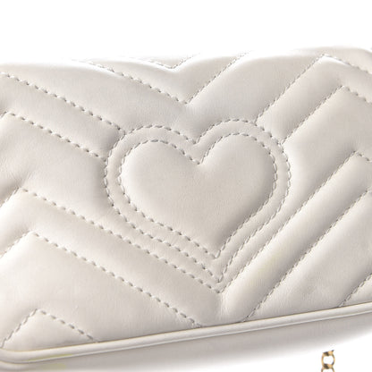 Gucci Calfskin Matelasse Super Mini GG Marmont Shoulder Bag White 9 of 9