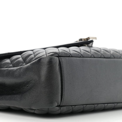 Saint Laurent Calfskin Mixed Matelasse Triquilt Large Monogram Satchel Black 10 of 12
