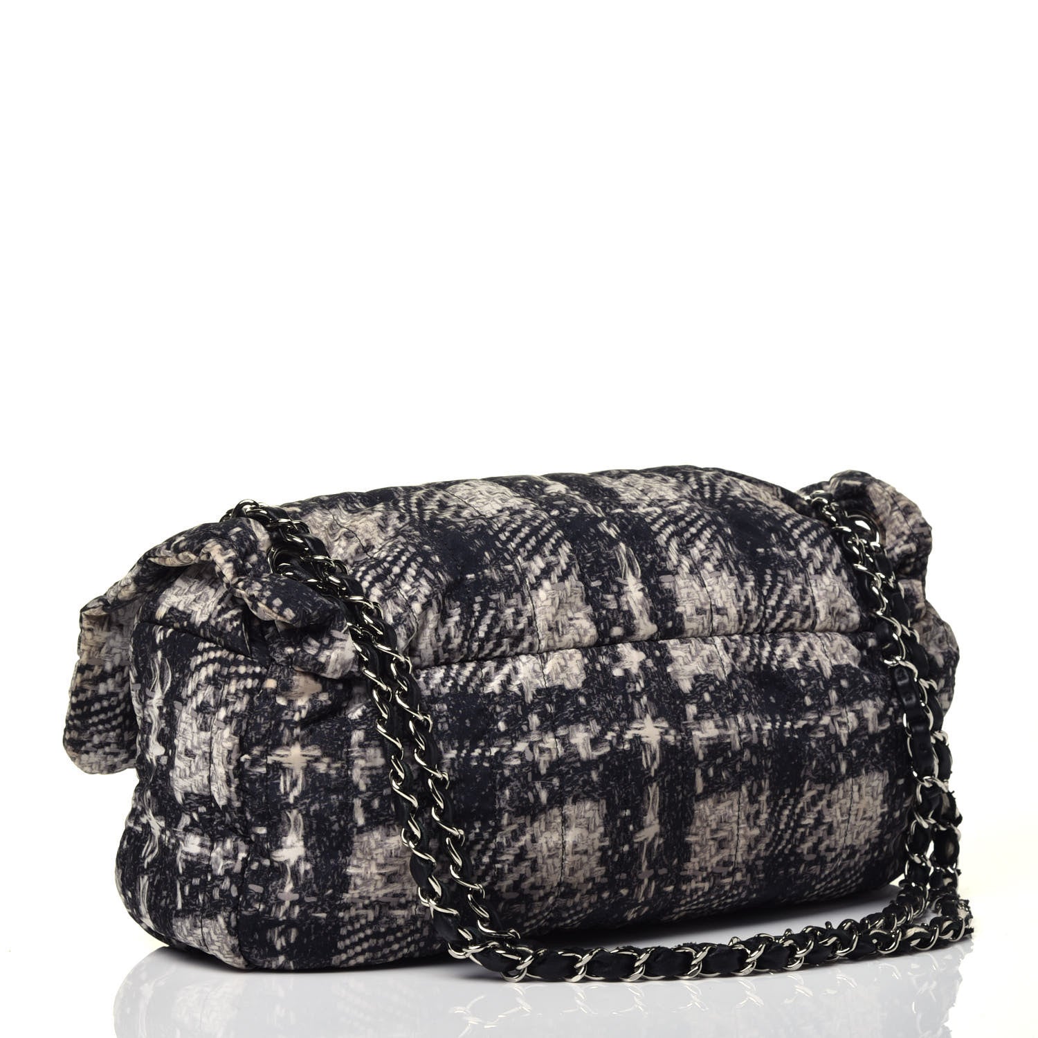 Chanel Nylon Tweed Print Jumbo Flap Black 3 of 12